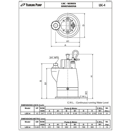 Tsurumi LSC1.4S Pitless Sump Pump