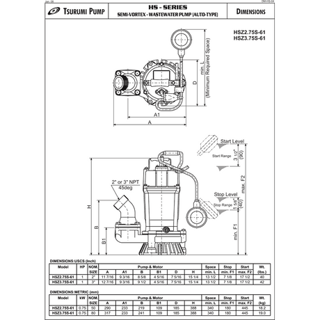 Tsurumi HS3.75S Sump Pump