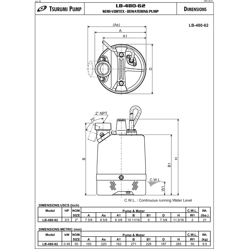 Tsurumi LB-480 Sump Pump