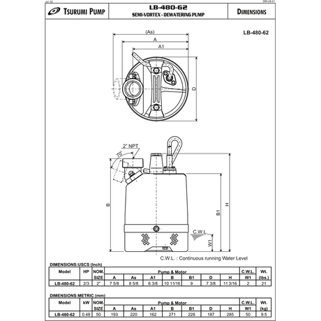 Tsurumi LB-480 Sump Pump